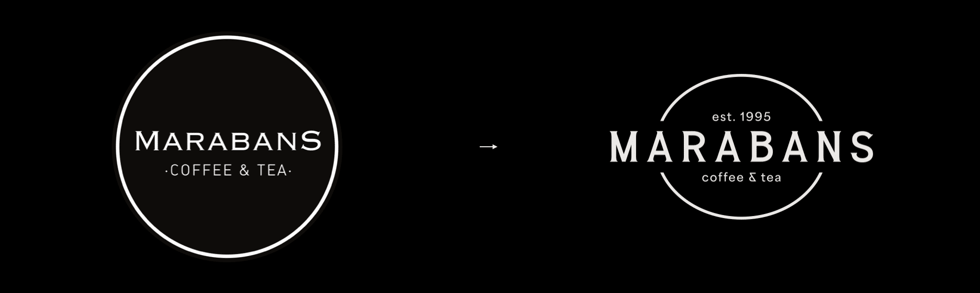 Marabans Coffee rebranding &mdash; comparativa logotipo antes y despu&eacute;s, Bazan Lab 2025